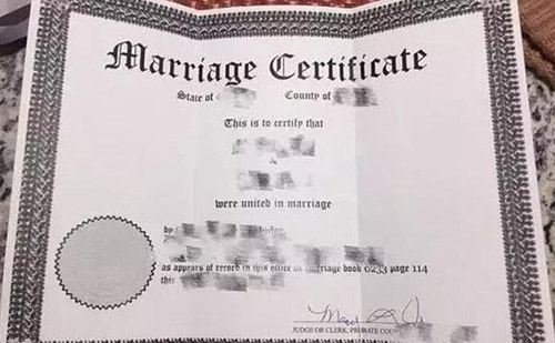  美国结婚证翻译